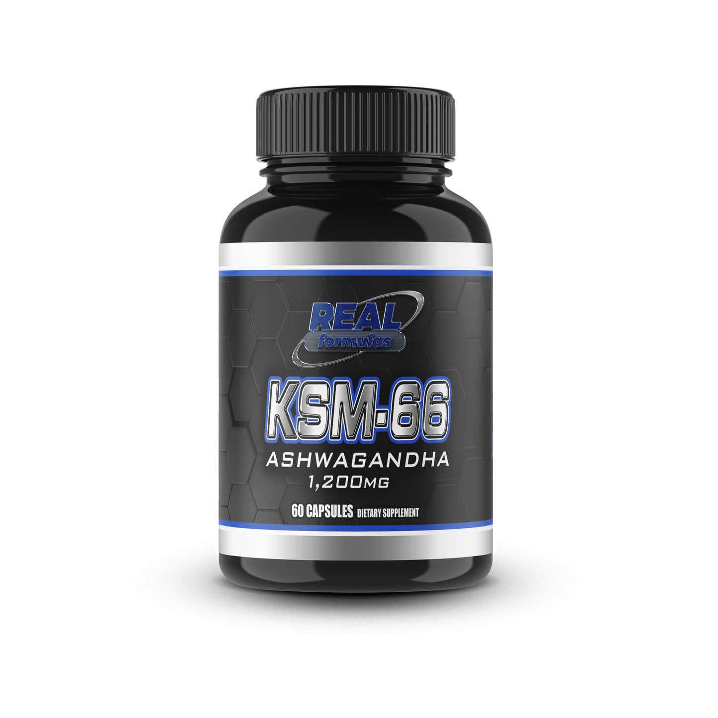Real Formulas KSM-66 Ashwagandha 1200mg with Piperine 10mg - Enhanced Absorption, Stress Relief, Sleep, Mood & Immunity - 60 Vegan Caps
