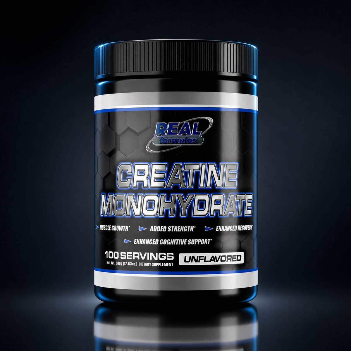Real Formulas Creatine Monohydrate Powder - 5000mg Pure Unflavored - for Sport Workout Support & Performance - 100 Servings