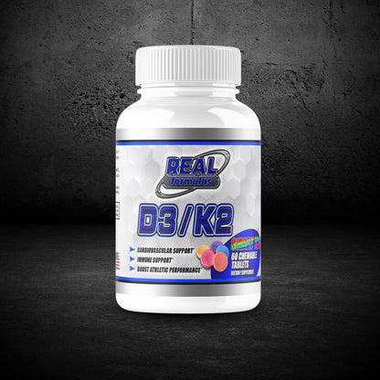 Real Formulas D3/K2 - D3 5,000 IU + K2 10,000 mcg Chewable Tablets - for Cardiovascular Support, Immune Support, & to Boost Athletic Performance - Smart Tart - 60 Servings