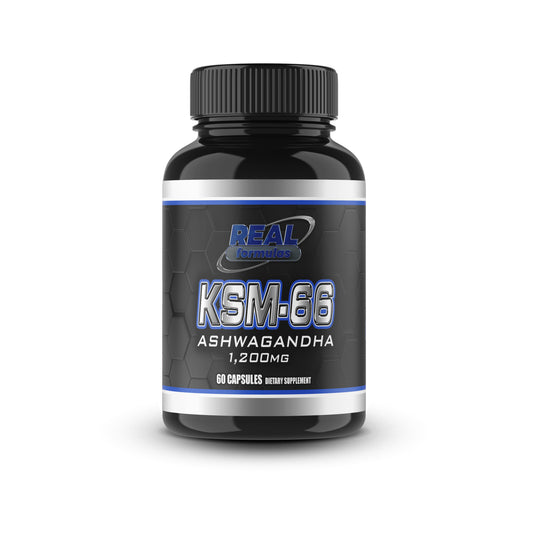 Real Formulas KSM-66 Ashwagandha 1200mg with Piperine 10mg - Enhanced Absorption, Stress Relief, Sleep, Mood & Immunity - 60 Vegan Caps