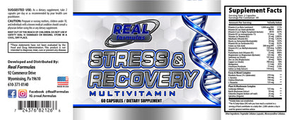 Real Formulas Stress & Recovery Multivitamin with Adaptogens, Nootropics & Superfoods – 60 Capsules