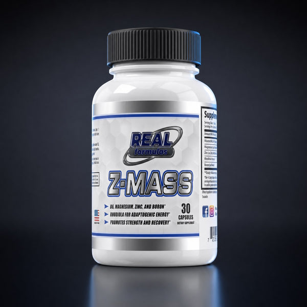 Real Formulas Z-Mass Capsules - Vitamin B6, Magnesium, Zinc, Rhodiola Rosea & Boron - for Sport Workout Support & Performance - Unflavored - 30 Count