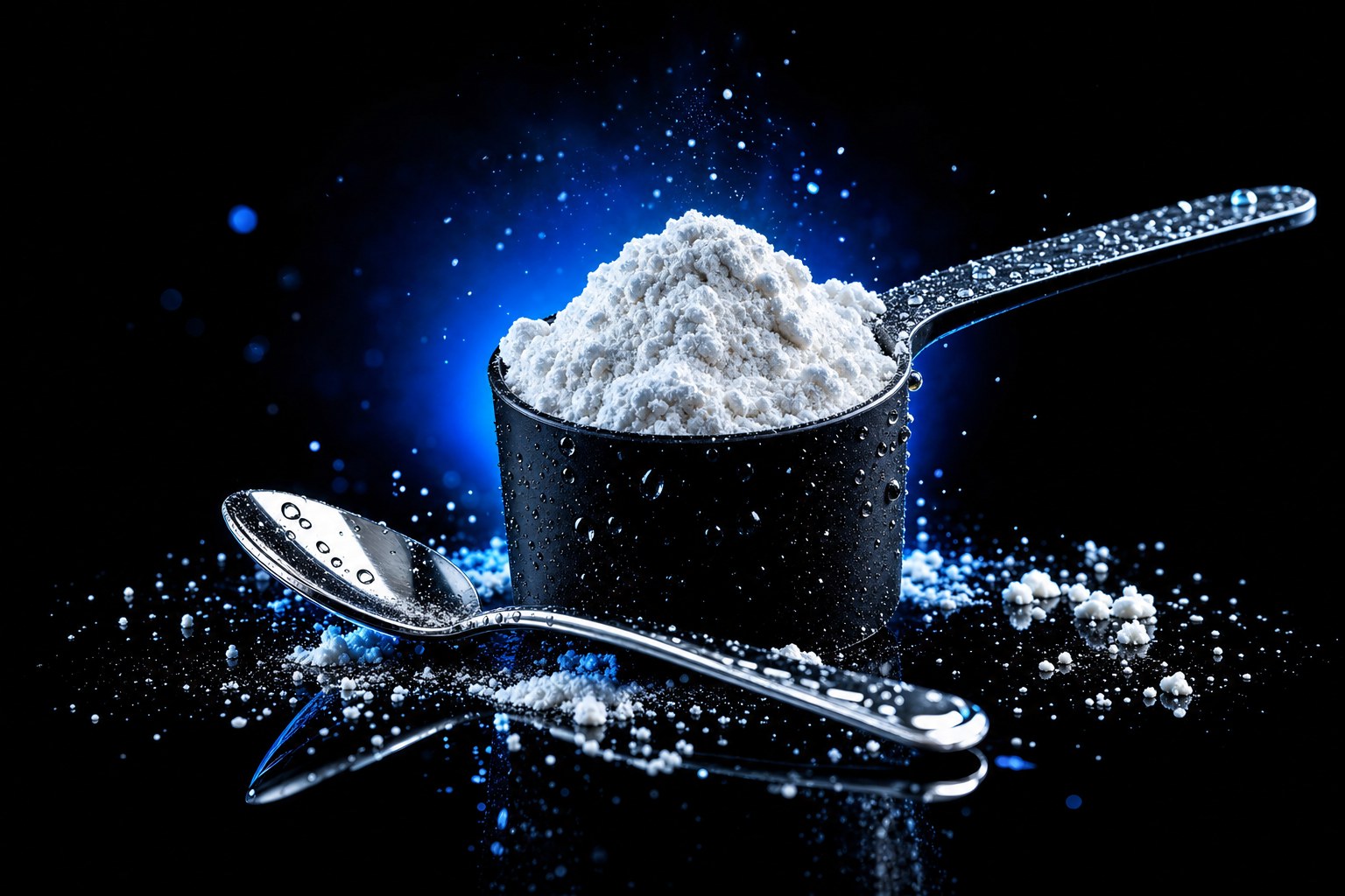 Creatine scoop with blue accent